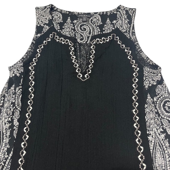 LUCKY BRAND Womens Embroidered Woven Mix Tank Paisley Print Black Extra Small - Picture 4 of 16